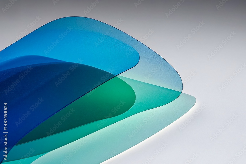 Poster twisted and folded paper like structures with subtle shadows and highlights, creating abstract textu