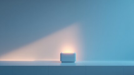 minimalistic and clean image of retro arcade gaming console placed centrally in empty room with ample natural lighting