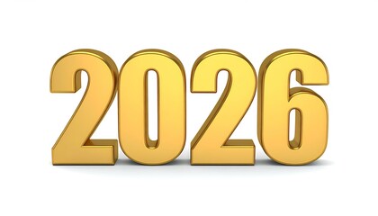 Golden 2026 Number, Year, Future, New, Celebration, Shiny, Success, Luxury, Wealth, Prosperity
