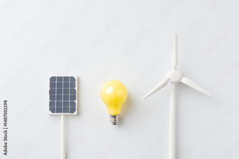 Poster showcase minimalistic array of eco-friendly gadgets elegantly arranged against white background feat