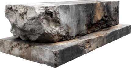 Weathered Concrete Blocks: Two weathered concrete blocks lie atop one another, showcasing the harshness of time's relentless march on materials.