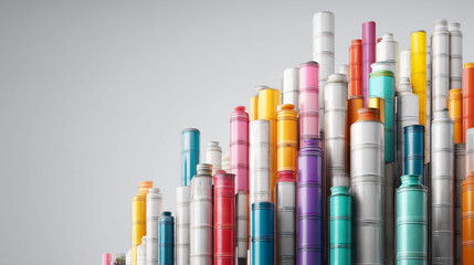 A vibrant collection of colorful markers arranged in artistic layers.