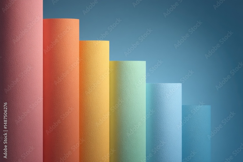 Poster abstract geometric lines with contrasting shapes and vibrant colors on clean minimalistic backdrop s