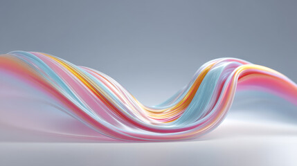 A vibrant wave of colorful lines flowing smoothly against a soft background.