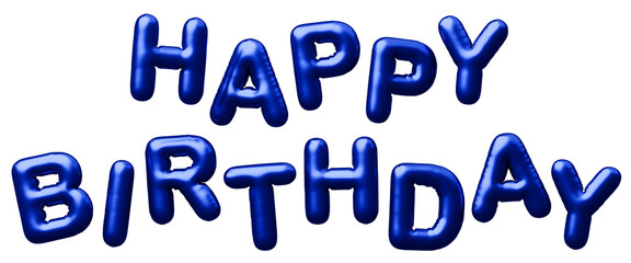 3D画像_風船_HAPPY BIRTHDAY_青