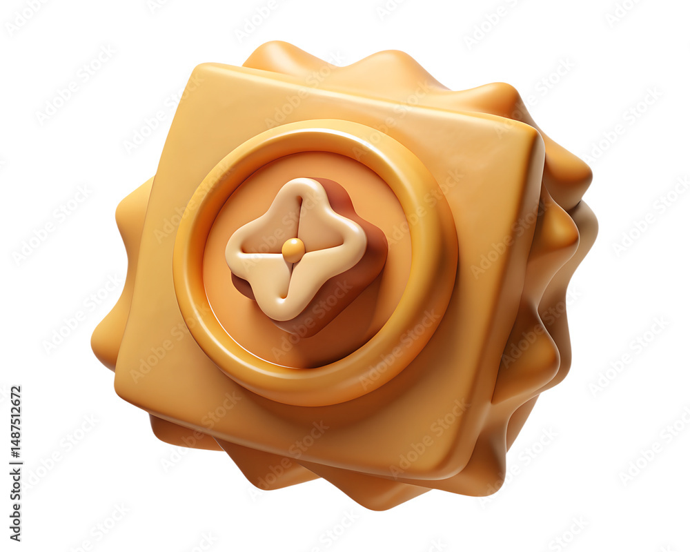 Poster abstract high quality 3d rendering icon on transparent background of a rounded square with a flower 