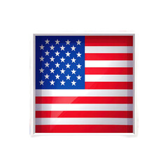 Bright American Flag Square Design Showcasing Stars and Stripes in Vibrant Red, White, and Blue Colors on Clean Background