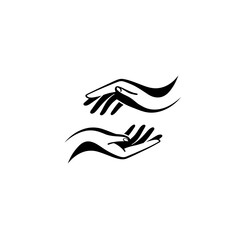 Obraz premium Empathy Hand Gesture: Elegant, minimalist line art illustration depicts a pair of hands in a gesture of care and support. Conveying tenderness and nurturing.