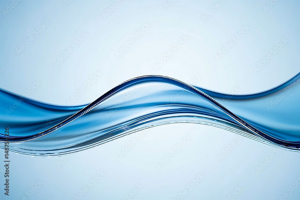 Poster abstract wavy glass shape with smooth curves on a light background. 3d rendering illustration perfec