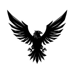 Obraz premium Majestic Eagle Silhouette: A striking, minimalist portrayal of an eagle in flight, captured in a sleek silhouette. Emblematic of strength and freedom.