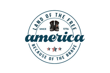 Land of the Free - Badge 4th of July Sublimation Design