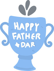cute trophy happy father day illustration