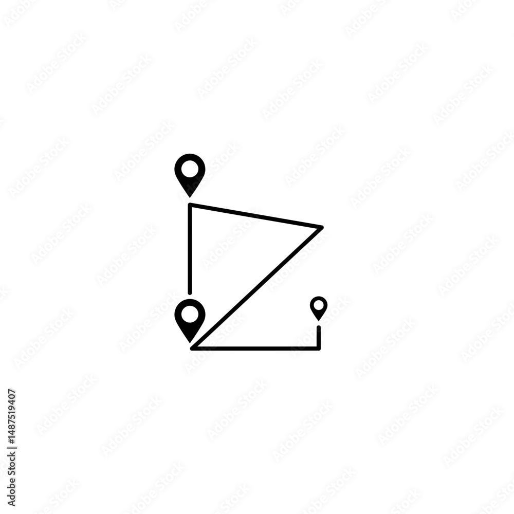 Poster navigation route map: a sleek and minimalistic navigation route map, using lines and location pins t