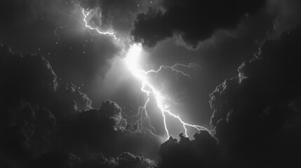 Fototapeta premium Electric Storm: A Monochrome Symphony of Nature's Power