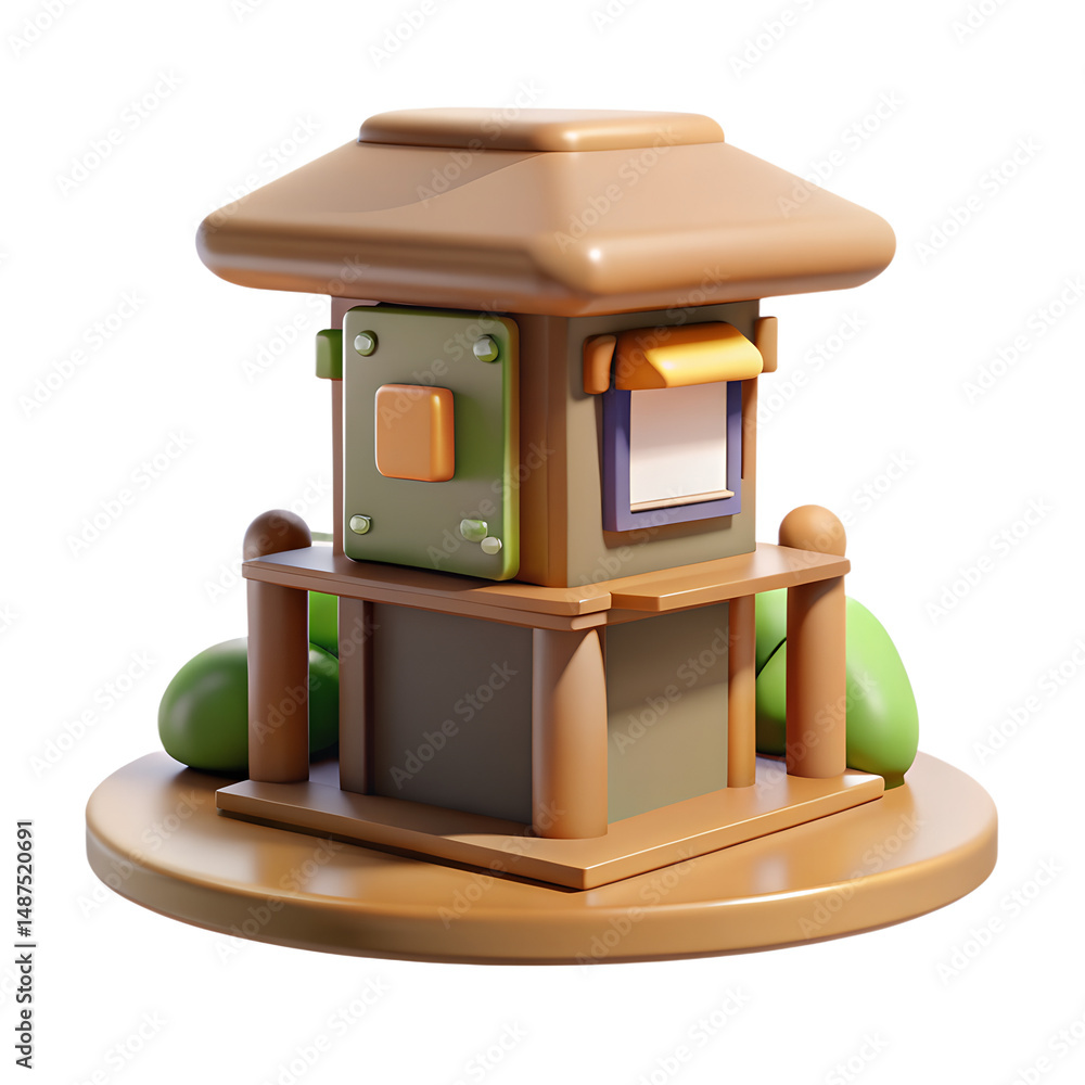 Poster cute isolated small building 3d model toy architecture design concept high quality 3d rendering icon