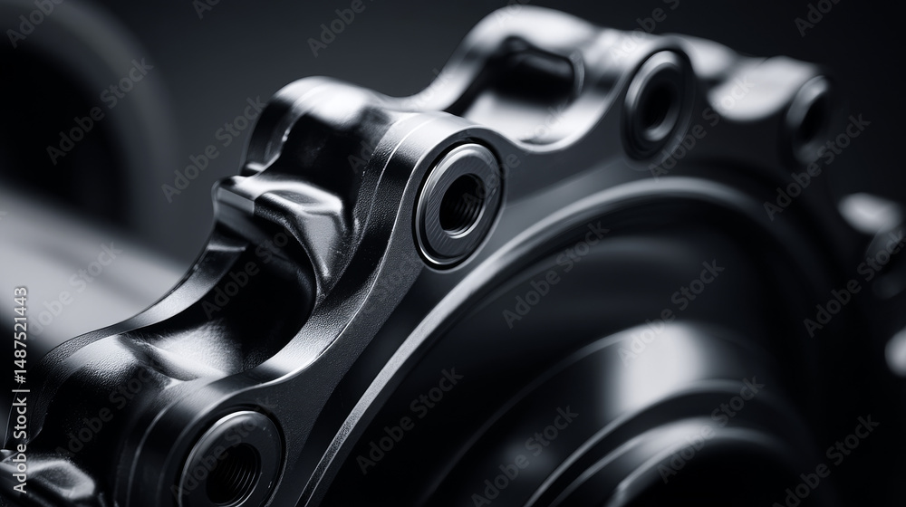 Poster close-up of a metallic machine part showcasing precision engineering.