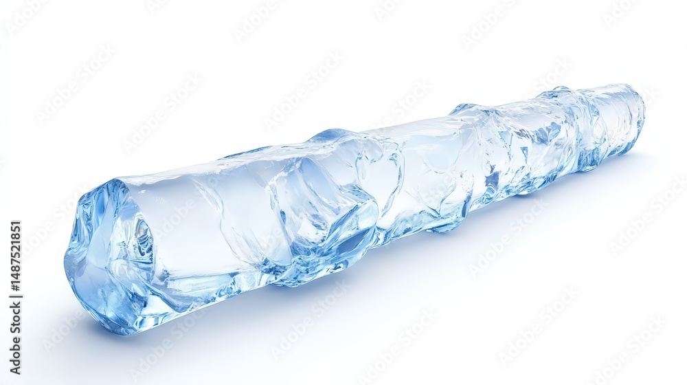 Aufkleber translucent ice block isolated on a white background with cool texture