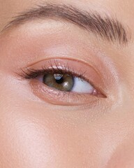 Obraz premium Macro Shot Of Female Eye With Natural Makeup And Smooth Glowing Skin