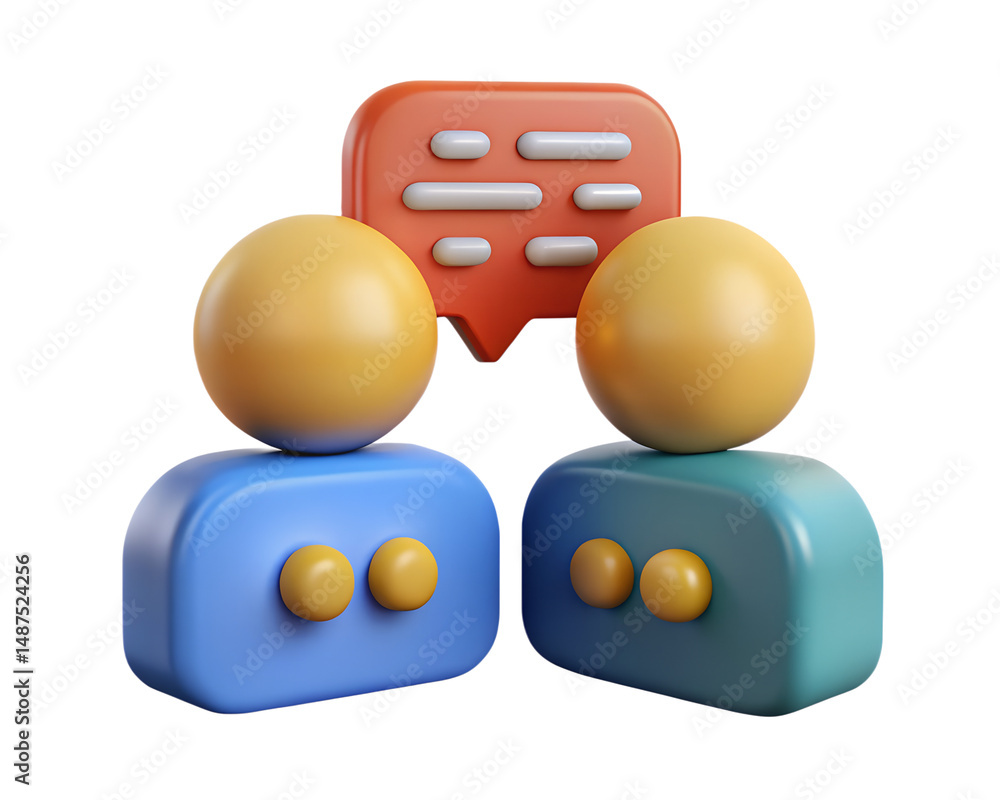 Poster high quality 3d rendering icon on transparent background depicting social interaction and communicat