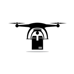 Drone Delivery Icon: A sleek, stylized drone delivers a package, symbolizing modern logistics and the future of fast, efficient transport.
