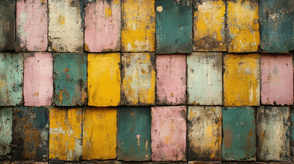 Colorful Vintage Wooden Planks in Abstract Pattern for Background