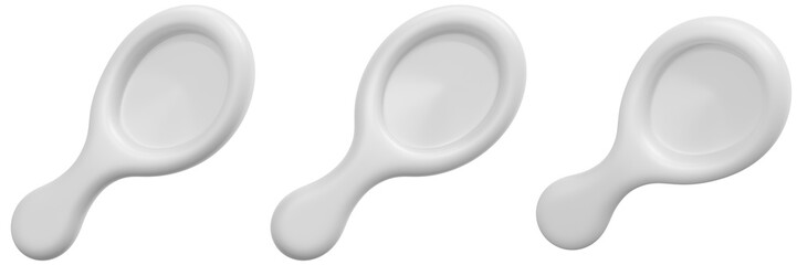 Set of White Ceramic Spoons 3d Render Icon Illustration