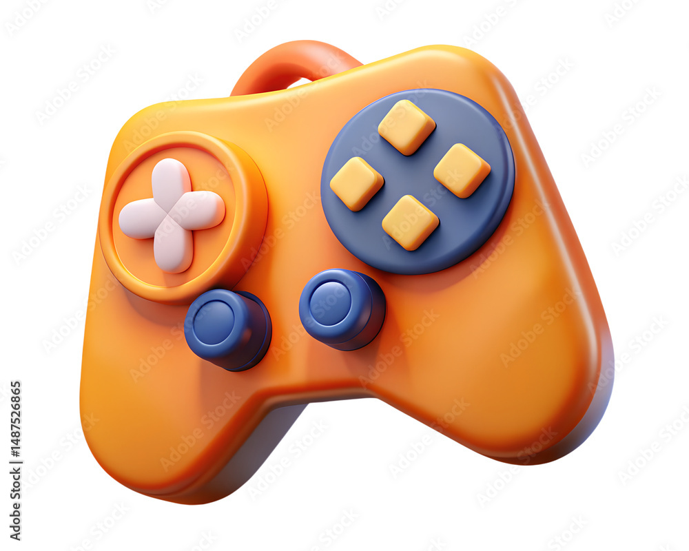 Poster orange gamepad illustration video game controller render high quality 3d rendering icon on transpare