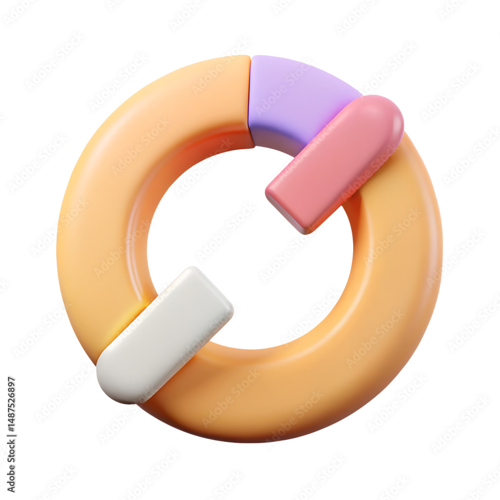Poster pastel pie chart diagram design high quality 3d rendering icon on transparent background for data vi