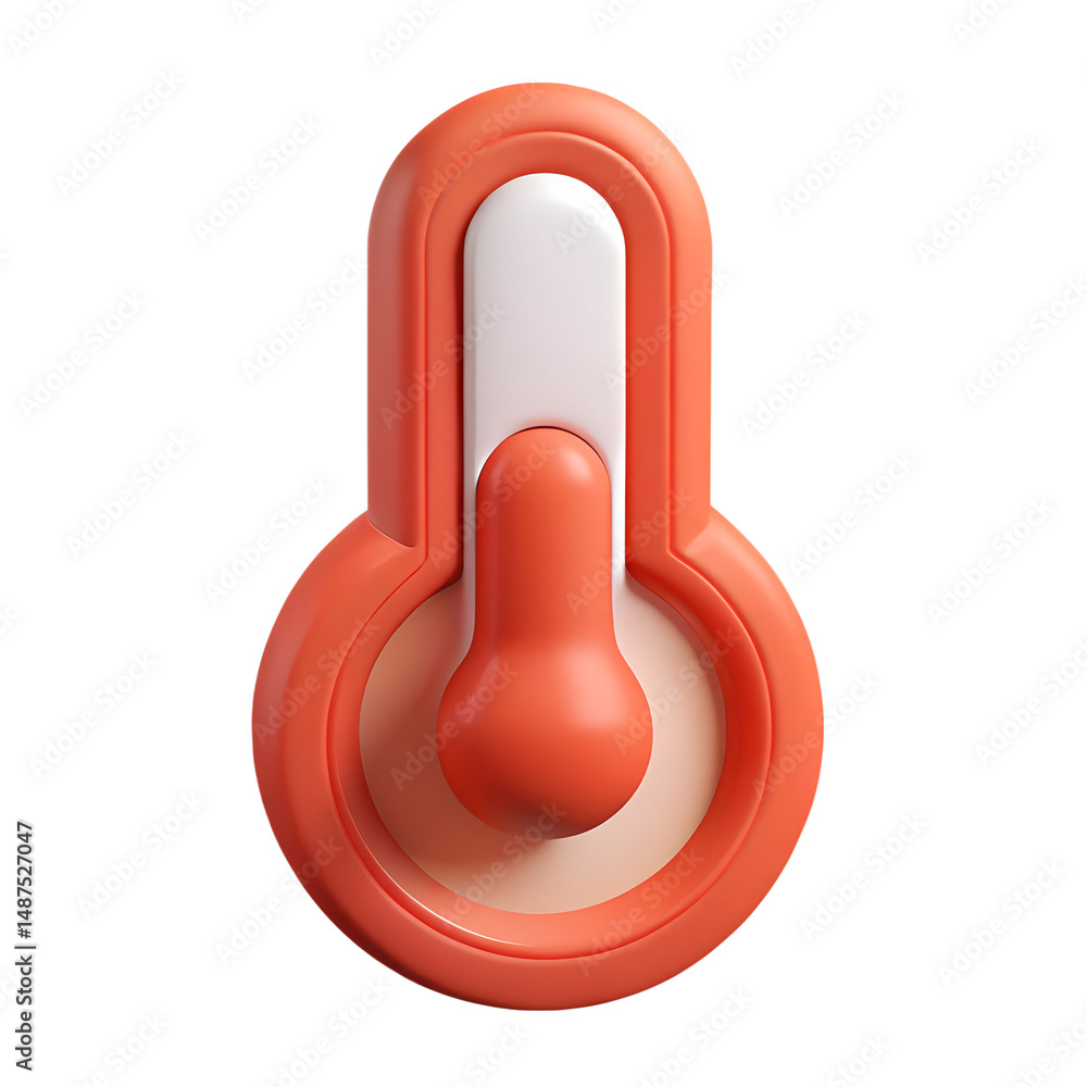 Poster orange thermometer indicating temperature high quality 3d rendering icon on transparent background d
