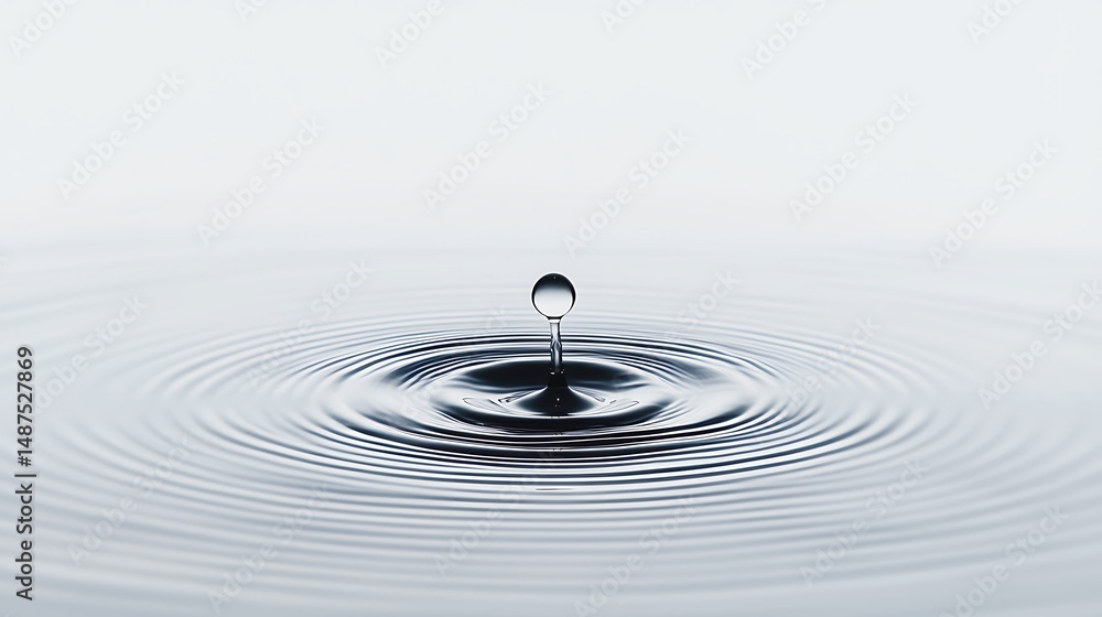 Aufkleber water drop creating circular ripples on a calm surface