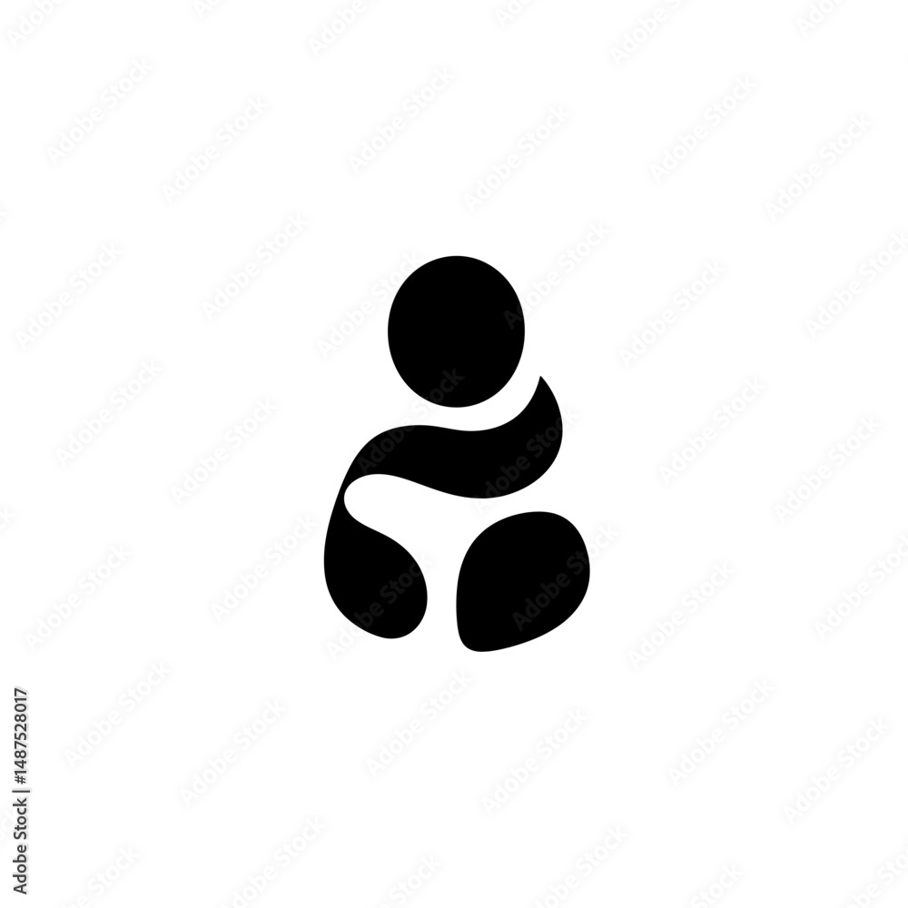Poster abstract figure : a minimalist abstract image of a human figure formed with black shapes. simple and