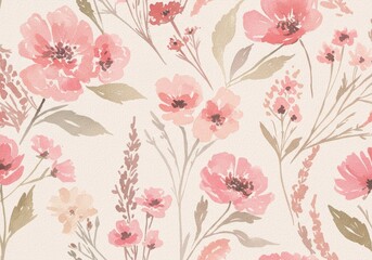 Delicate Pink Watercolor Floral Pattern Seamless Texture for Design Projects