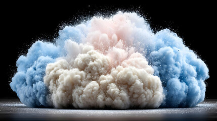 of liquid paint frozen in explosive form mid-air with high contrast shadows