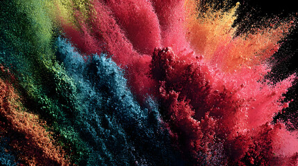 of liquid paint frozen in explosive form mid-air with high contrast shadows