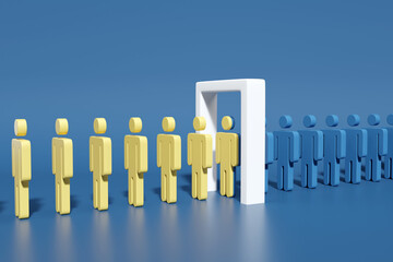 business man standing out from the crowd 3D render