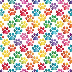 Colorful paw prints pattern