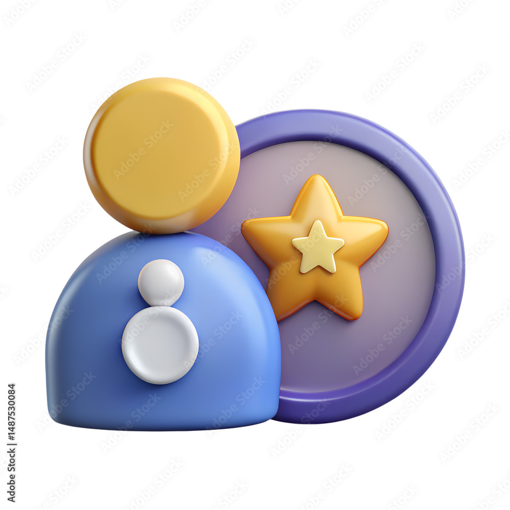 Poster user profile achievement badge high quality 3d rendering icon on transparent background for social m