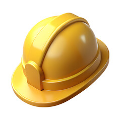 Fototapeta premium Yellow construction hard hat high quality 3d rendering icon on transparent background for industrial safety concept