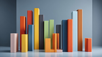 Colorful bars representing data trends in a modern business setting.