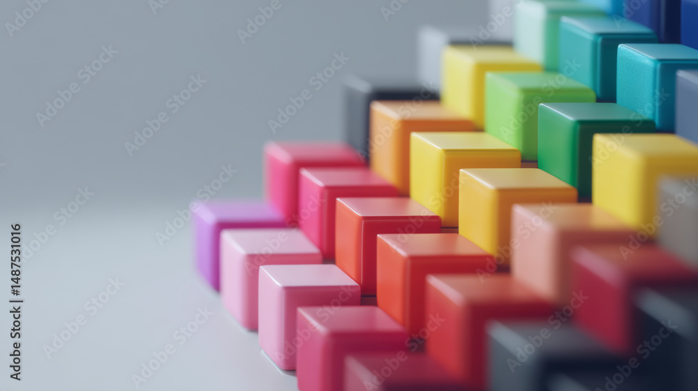 Poster colorful blocks arranged in a modern pattern, perfect for design projects.