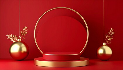 red christmas mirror on a background