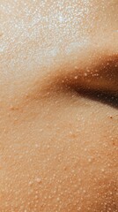 Fototapeta premium Close-up of sun-kissed skin, glistening with sweat.