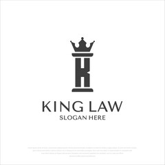 law logo concept with letter K and crown element