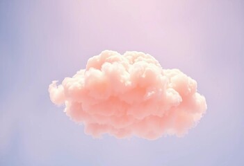 Low-angle view of a cute peach cloud, soft lighting, flat illustration style,   solid color gradient,  summer