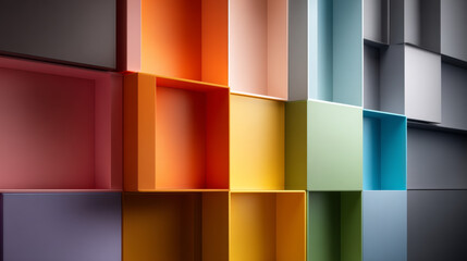 Fototapeta premium Colorful geometric shapes create a vibrant abstract background for creative projects.