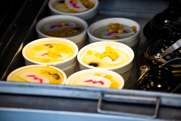  several exquisite bowls of Japanese steamed egg