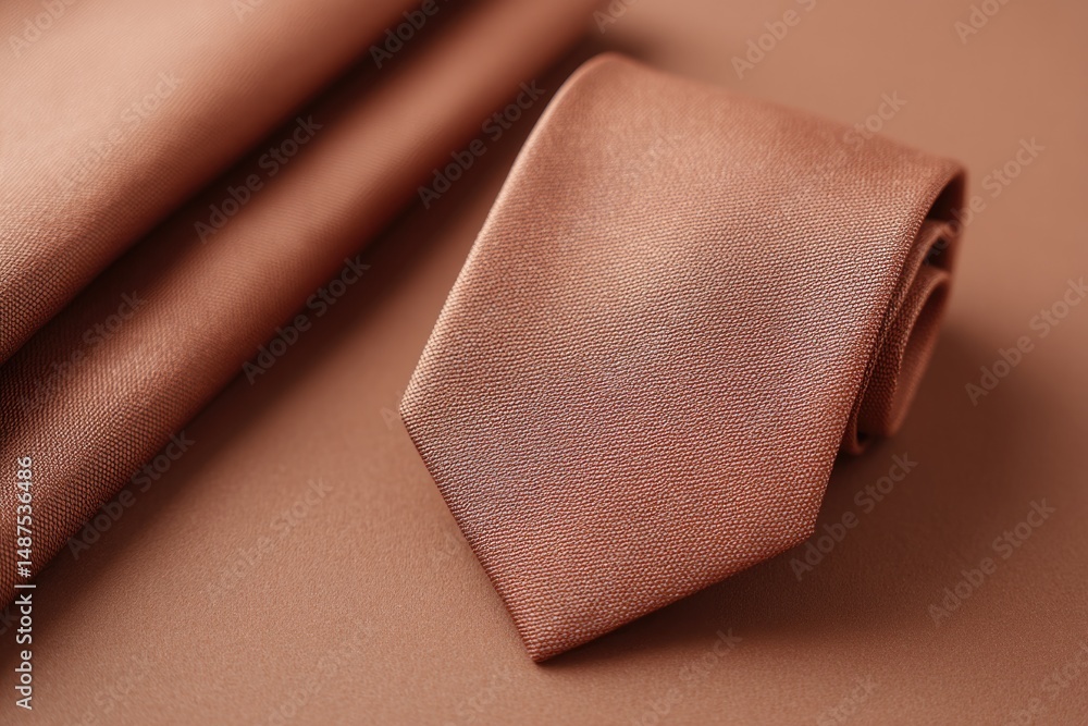 Poster ? single vintage necktie draped elegantly on smooth solid color background creating nostalgic vibe a