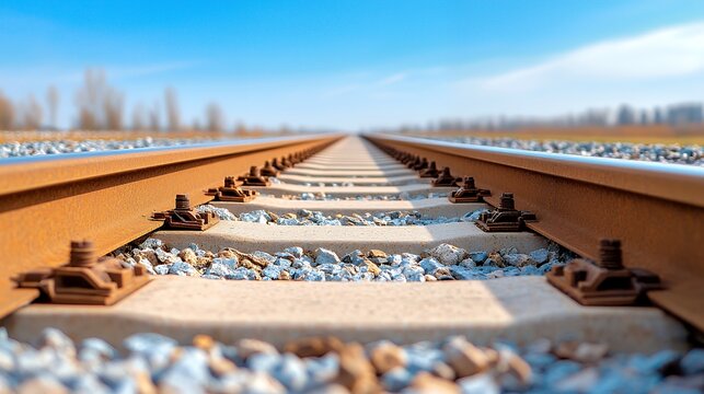 Railway Tracks Perspective on a Sunny Day