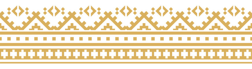 Gold ethnic border with geometric tribal pattern.