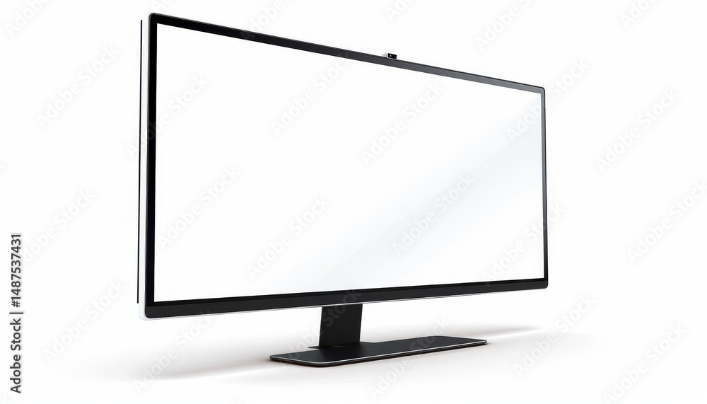 Poster Ultrawide computer monitor with blank screen, showcasing modern design that enhances any workspace. Perfect for productivity and entertainment, it offers minimalist aesthetic